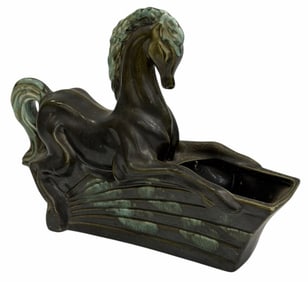 1950s Gilner Pottery Equestrian Stallion TV Lamp/Planter