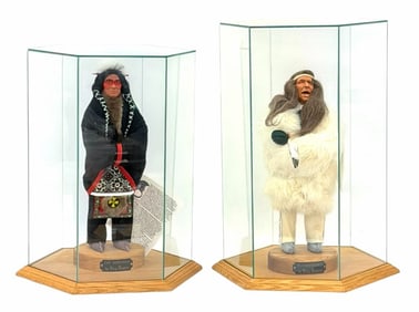 Local Artist, Mary Masters Chief Shipshewana & Medicine Man With Display  Cases