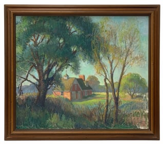 Harriet E. Monteith (1903-1975) Original Unfinished Oil On Canvas Framed, Indiana Impressionist