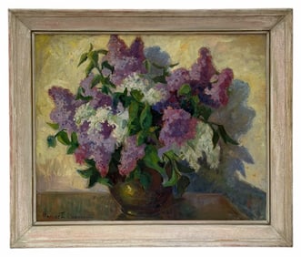 Harriet E. Monteith (1903-1975) Elkhart,IN Original Oil on Canvas Painting Framed