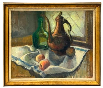 Harriet E. Monteith (1903-1975) Elkhart,IN Original Oil on Canvas Painting Framed, Indiana