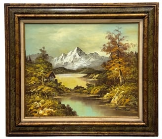 G. Whitman Original Oil on Canvas Landscape Painting Framed