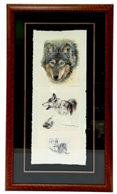 Kelby D. Love (1959-2018) Elkhart, IN. Signed Wolf Artworks Framed