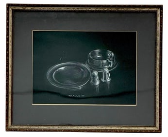 1980 Phillip E Monteith (Elkhart,IN)  Oil Pastel Still Life Framed