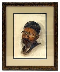Jerri Hammon Original Watercolor of Old Gentleman Framed