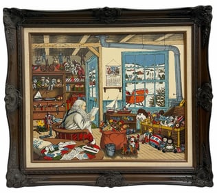 H. Hargrove "Checking The List Twice" Limited Edition 455/1500 Serigraph Framed