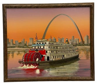 H. Hargrove "Delta Queen Steamboat" Serigraph Framed