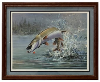 1995 Scott Zoellick "Up North Muskie" Signed Print 305/750 Framed