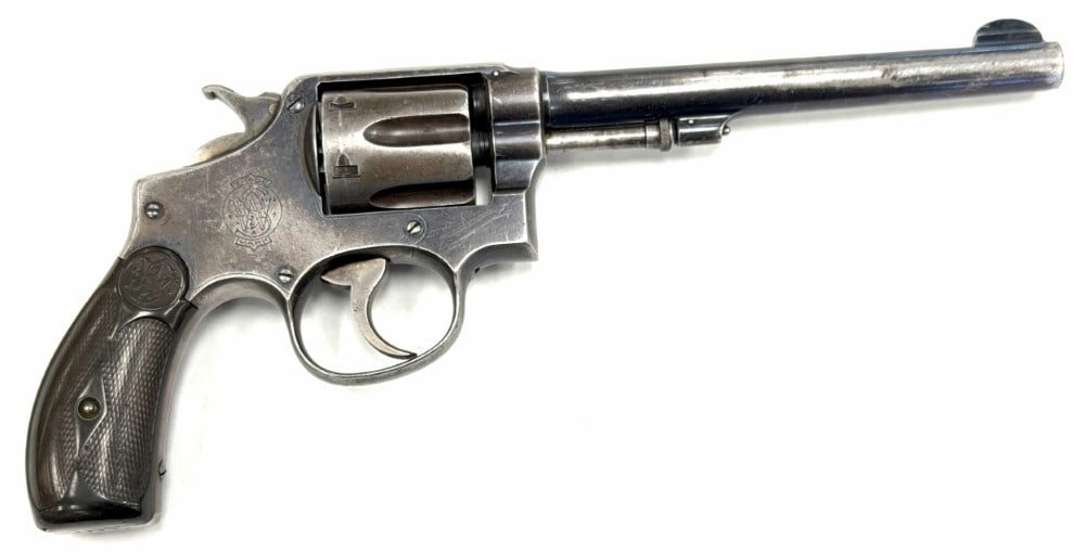 Smith & Wesson Model 1905 32-20 Caliber Blued Revolver: Smith & Wesson Model 1905 32-20 Caliber Blued Revolver. The Smith & Wesson model 1905 is in used condition. Blueing is very thin, the hard plastic Smith & Wesson grips are in nice used condition. Barr