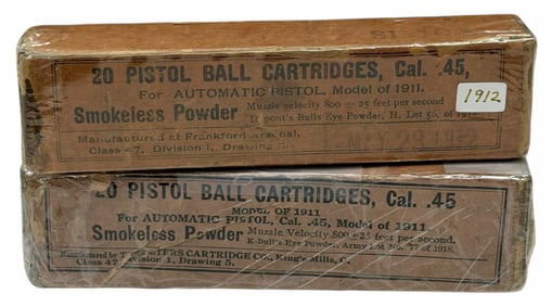 (2) Sealed Model of 1911 .45 Caliber Ball Cartridges in Original Boxes