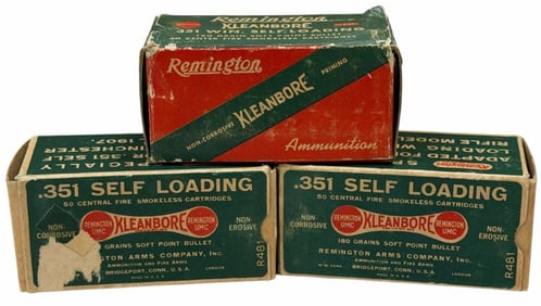 (3)  Remington Kleanbore .351 Caliber Ammo Boxes with Ammo