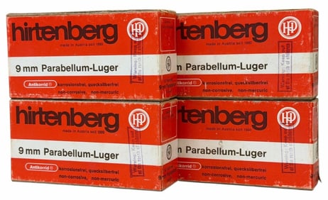 200 Rounds Hirtenberg .9mm Parabellum-Luger Ammo in Original Boxes
