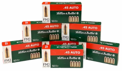350 Rounds Sellier & Bellot .45 Auto FMJ in Boxes