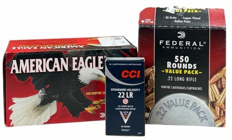 1100 Rounds .22 Long Rifle American Eagle Federal CCI Ammo in Boxes