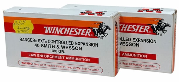 100 Rounds Winchester .40 S&W Ranger SXT Controlled Expansion in Boxes