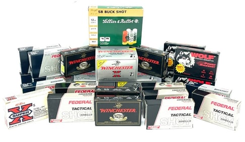 76 Rounds (25 Boxes) Federal, Winchester, Wolf  & Sellier & Bellot .12 Ga Slugs and Buckshot