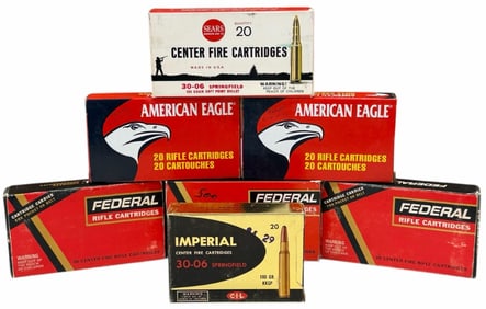 140 Reloaded Rounds American Eagle, Federal & Imperial 30-06 Rifle Ammo in Boxes