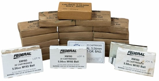490 Rounds Federal 5.56mm XM193 Rifle Ammo in Boxes