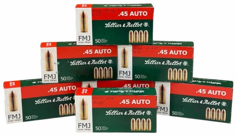 350 Rounds Sellier & Bellot .45 Auto FMJ in Boxes