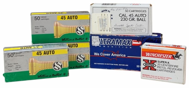270 Reloaded & Factory Rounds Winchester, Sellier & Bellot, and Ultramax .45 Auto in Boxes