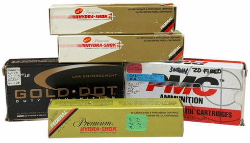 160 Rounds Reloaded & Factory Federal, PMC and Speer .45 Auto in Boxes