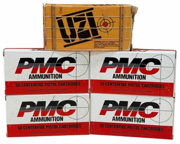 250 Rounds PMC & Uzi .9mm Luger Ammo in Boxes