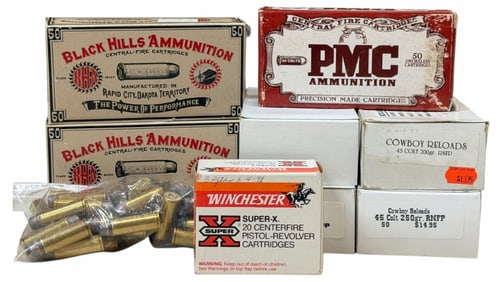 390 Reloaded Rounds Winchester, PMC and Black Hills .45 Colt Ammo