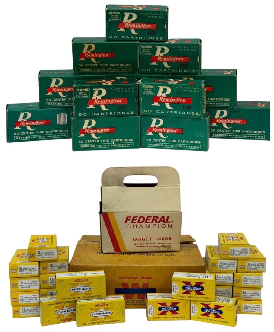 34 Remington & Winchester .38 Caliber Brass in Original Boxes with Federal Shotgun Box (1 of 5)