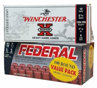 200 Rounds 12 Ga Winchester & Federal 6 & 7.5 Shotgun Ammo