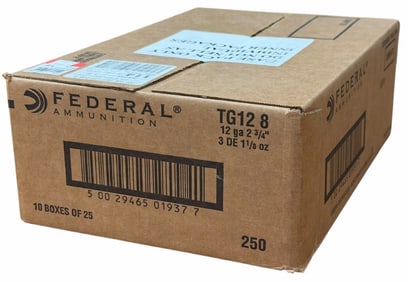 250 Rounds 12 Ga Federal 8 Shot Case of Ammo