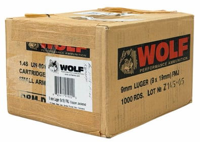 1000 Rounds Wolf 9mm Luger 115 Grain in Case