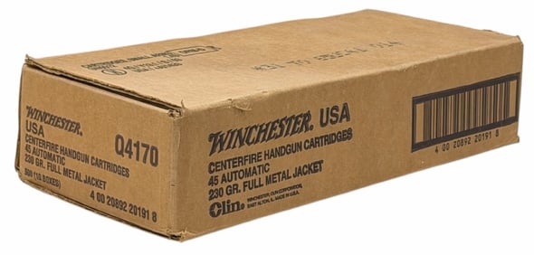500 Rounds Winchester .45 Auto FMJ Ammo in Case