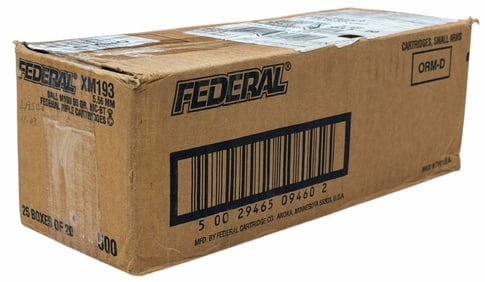 500 Rounds Federal XM193 5.56mm Rifle Ammo in Case