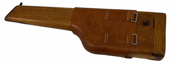 Reproduction WWII Browning Hi Power Wooden Shoulder Stock with Leather