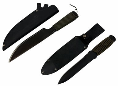 Condor El Salvador Fixed Knife w/ Leather Sheath & Cold Steel Fixed Knife In Nylon Sheath