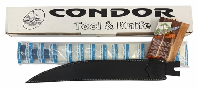 NIB Condor Tool & Knife Hog Sticker Machete w/ Leather Sheath