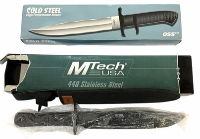 NIB MTech MT-151 440 Stainless Steel Fixed Knife w/ Nylon Sheath & Cold Stone #39LSSC OSS High