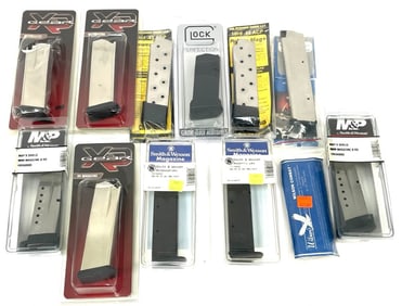 Group of Smith & Wesson, Springfield and Glock 9mm, 40 & 45 Caliber Magazine Collection