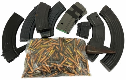 Group of AK-47 7.62 x 39mm Rifle Magazines with 200 Rounds of Ammo