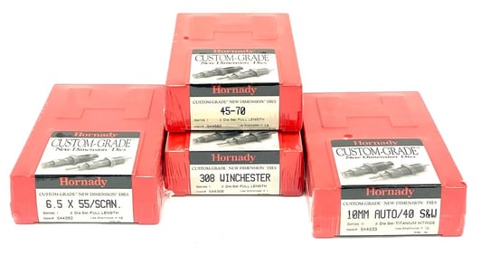 4 New Wrapped Hornady Custom-Grade New Dimension Die sets