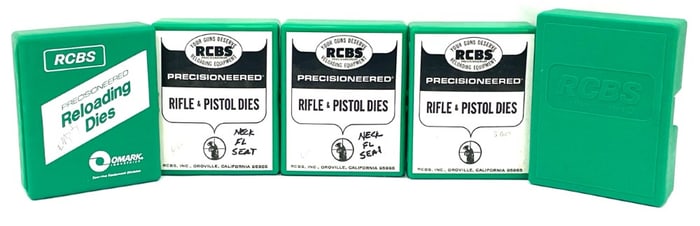4 RCBS Reloading Die Sets, 22-250,45acp,9mm,6mm Rem