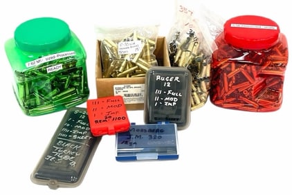 Four Containers of Rifle Brass & 12 Shotgun Chokes