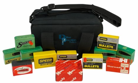 750 Bullets Speer, Sierra & Hornady Pistol and Rifle Calibers with Dillon Precision Bag