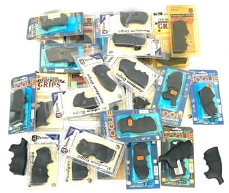 Collection of Black Rubber Hogue & Pachmayr Revolver Grips for Smith & Wesson