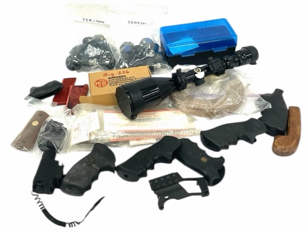 Gun Accessory Lot to include Grips, Bushnell Scope,, Speed Loaders and Recoil Springs (1 of 20)