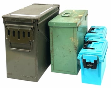 Group of Ammunition Storage Cases, Small Medium & Large