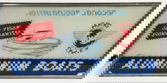 Vintage Aero Craft Aluminum Boats ROG Lighted Glass Counter Dealer Display Sign