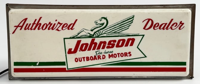 Vintage Johnson Sea Horse Outboard Boat Motors Dealer Countertop Lighted Advertising Sign