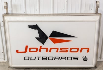 5ft Vintage 2-Sided Johnson Sea Horse Outboard Boat Motors Lighted Dealership Lexan Sign