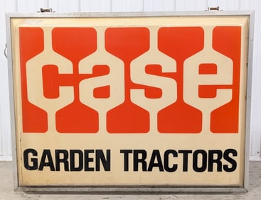 Large Vintage 2-Sided Case Garden Tractors Lighted Dealer Sign